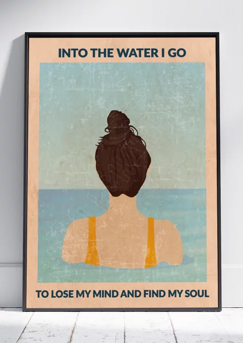 A3 love swimming print poster