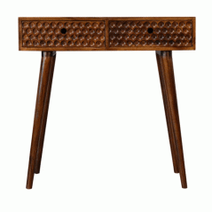 Chestnut Wood Finish 2 Drawer Console Table