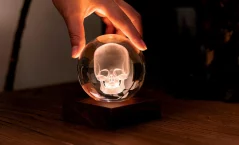 Skull Design LED Lit-up Crystal Ball Light Award winning gift