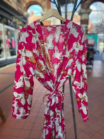 Wrapped in Love: Why the Pink Crane Kimono is Your New Everyday Favourite 23 Tropical Pink Crane Cotton Kimono Robe